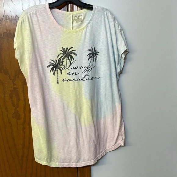 LANE BRYANT UGC Womens Sz 14/16Tee Always On Vacation Tropical Watercolor shirt - Picture 2 of 9